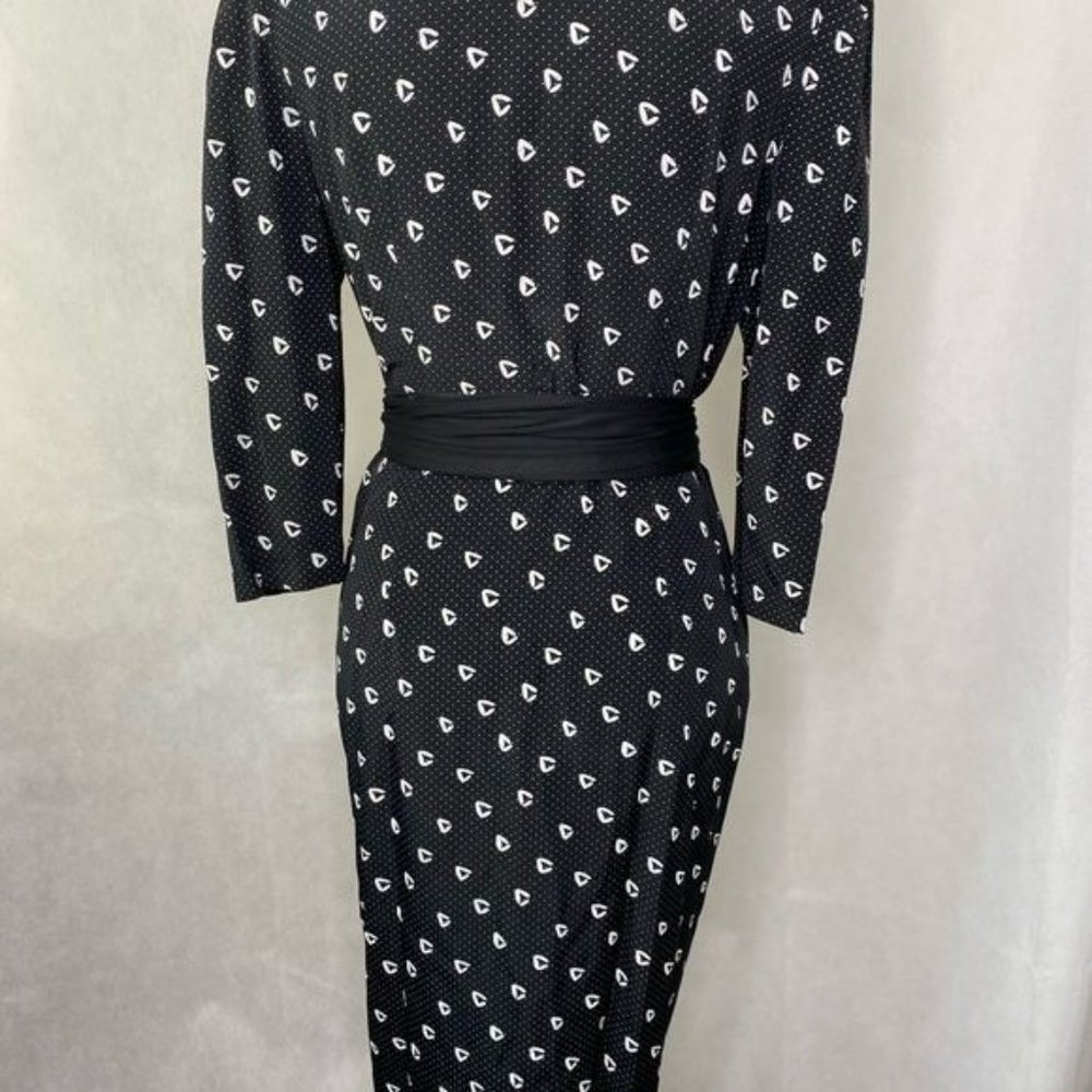 Vintage 70s 80s Whirlaway Frocks USA figure fitting dress button front size 6P - Picture 7 of 13